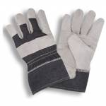 Denim Work Gloves with Cowhide Leather Palms (Dozen)